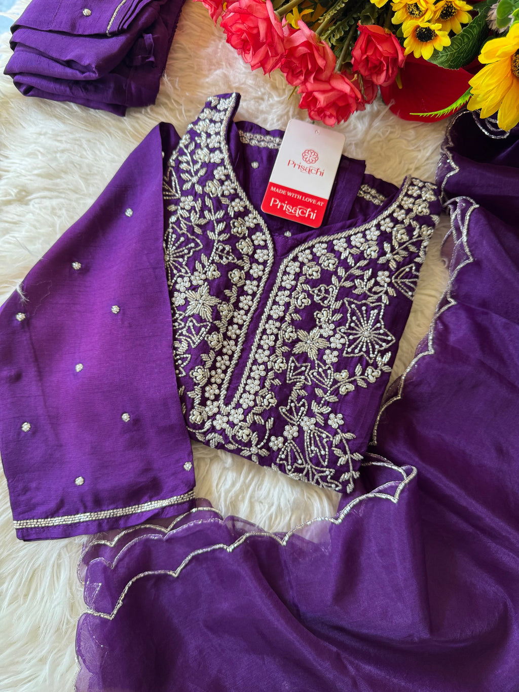 Pink Designer Embroidered kurta set with dupatta