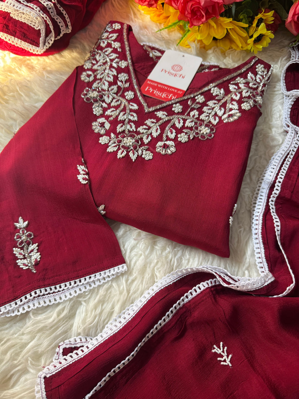 Embroidered kurti sharara set  with dupatta