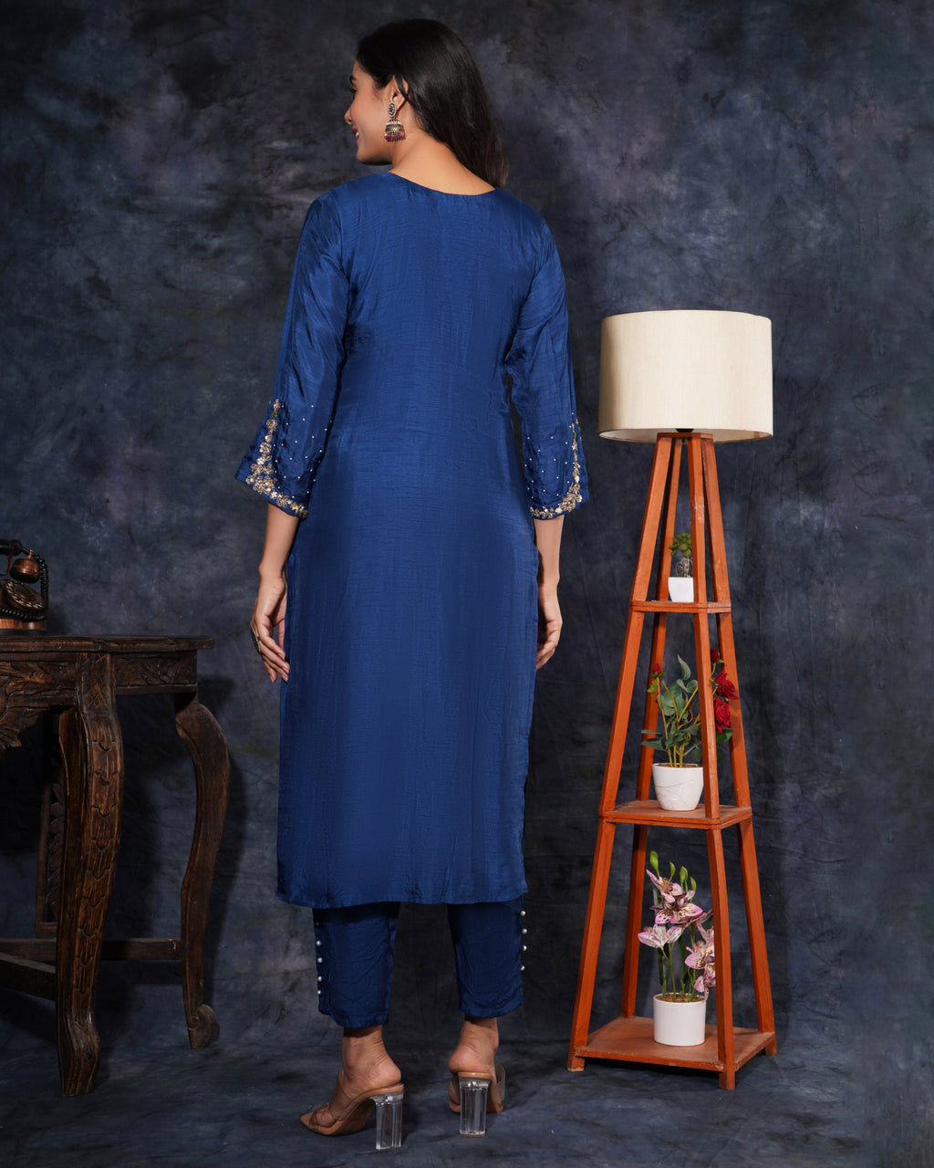 Blue Designer Embroidered Ethnic Kurta Set with Pant & Dupatta