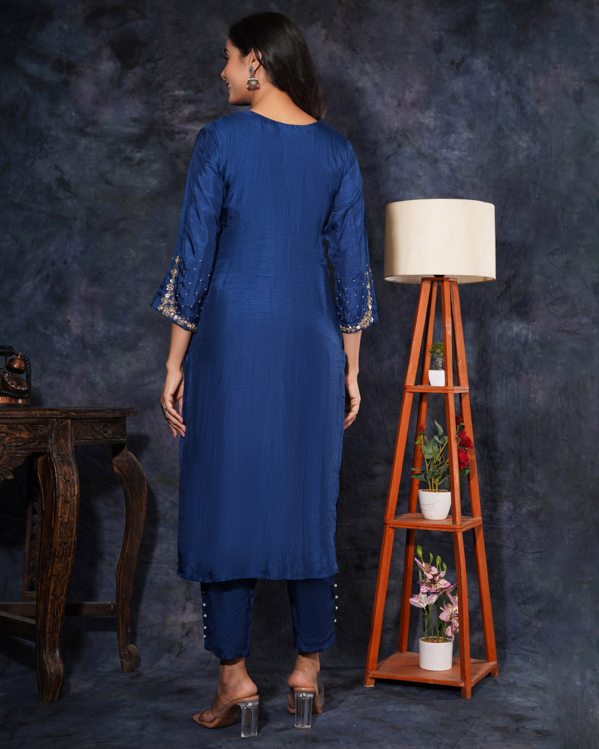 Blue Designer Embroidered Ethnic Kurta Set with Pant & Dupatta