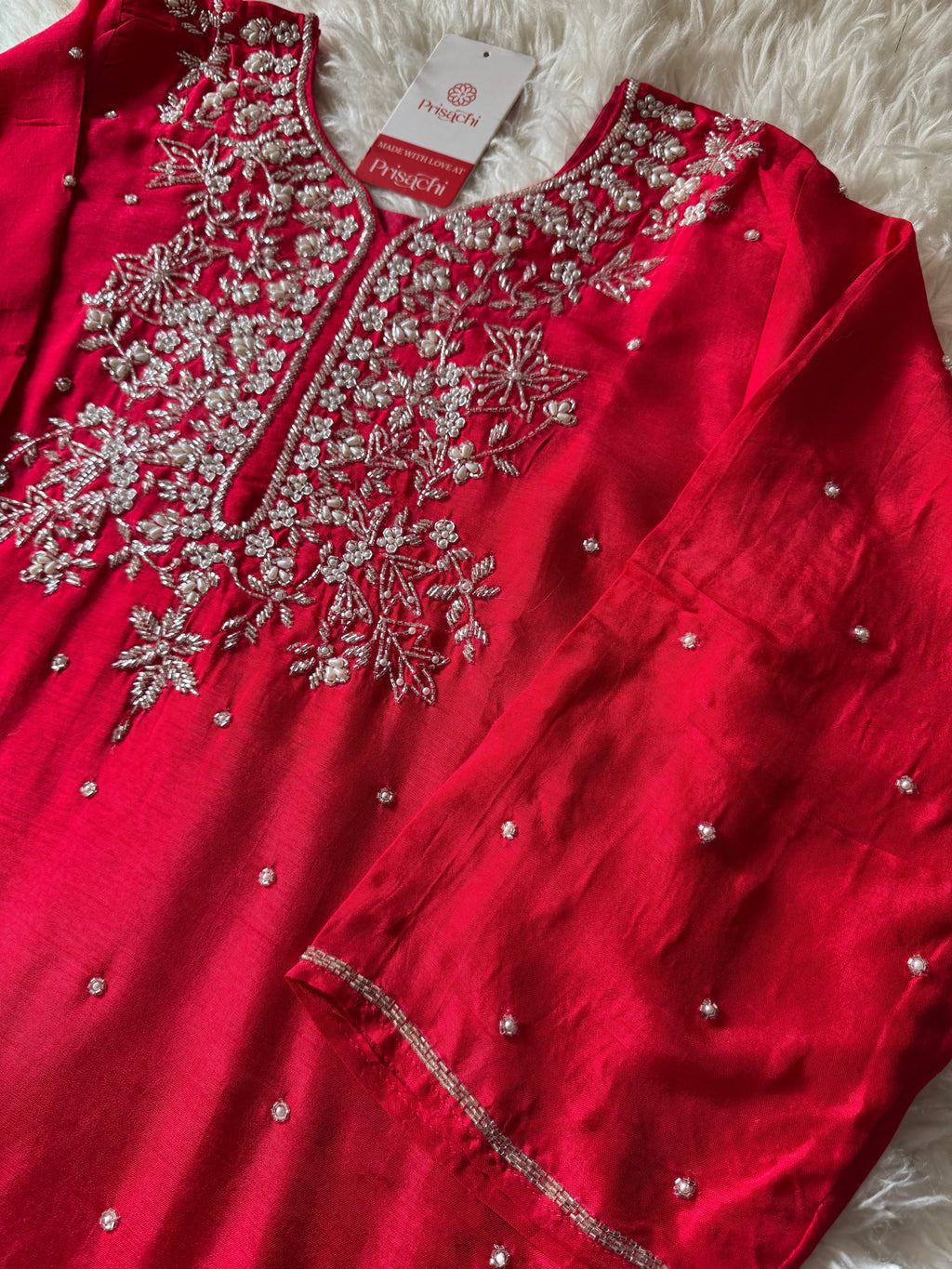Pink Designer Embroidered kurta set with dupatta