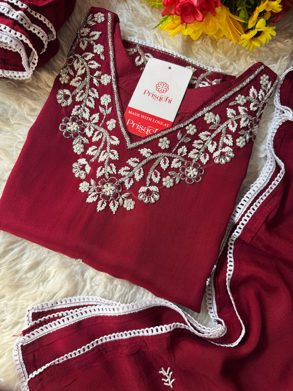 Embroidered kurti sharara set  with dupatta