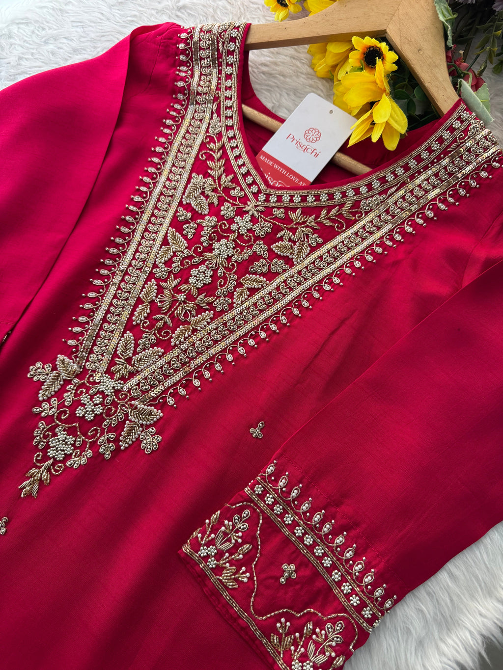 Pink Embroidered kurta Pant  with dupatta