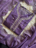 Purple neck embroidered kurta set with dupatta