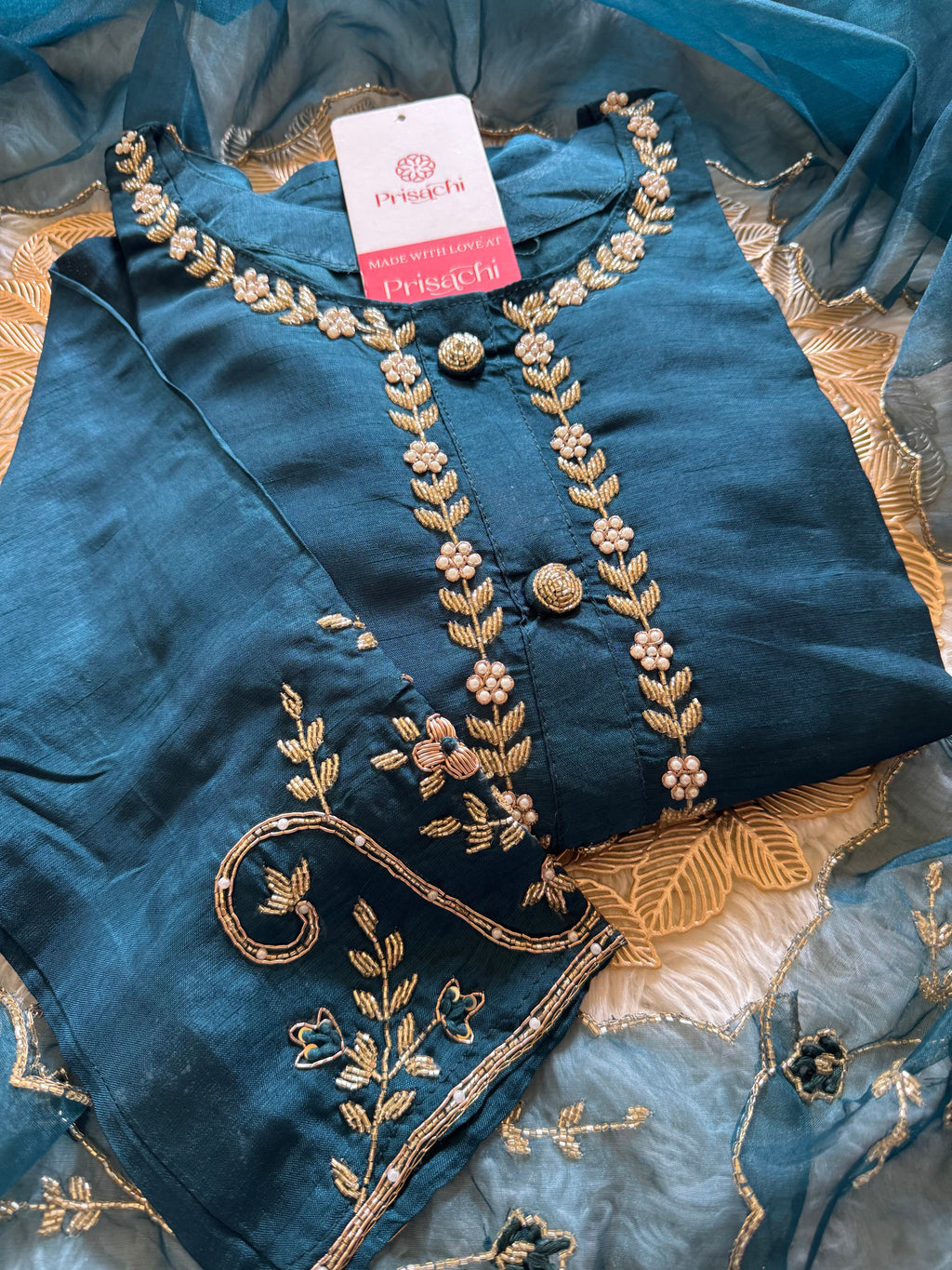 Red embroidered kurta Bottom  with dupatta