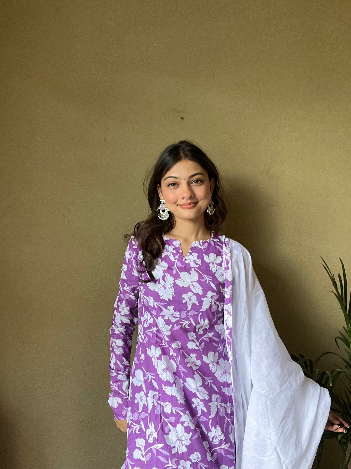 Cotton  A-line Kurti with pockets, comfy pant, and dupatta