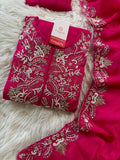 Pink Designer Embroidery Kurti pant with embroidered Work duptta