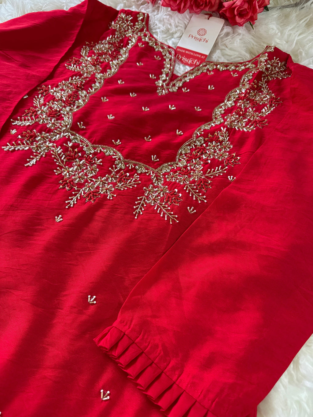 Embroidered kurta Pant  with dupatta with Zardosi work