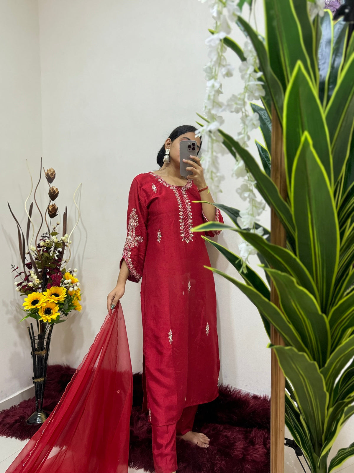 Blue Embroidered kurta Pant  with dupatta