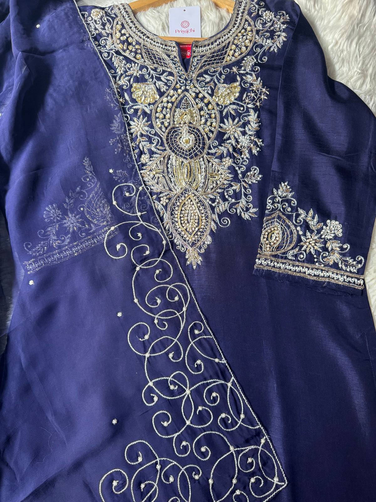 Blue Designer Embroidered kurta Bottom  with dupatta