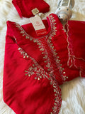 Women’s Mirror Work & Zardozi Embroidered Kurta Set with Dupatta & Pants
