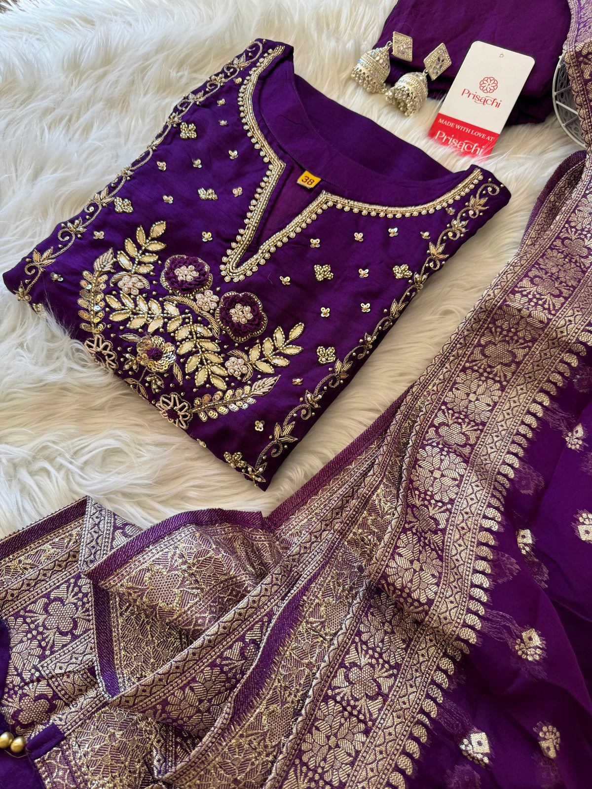 Orange Embroidered Kurta bottom With Dupatta