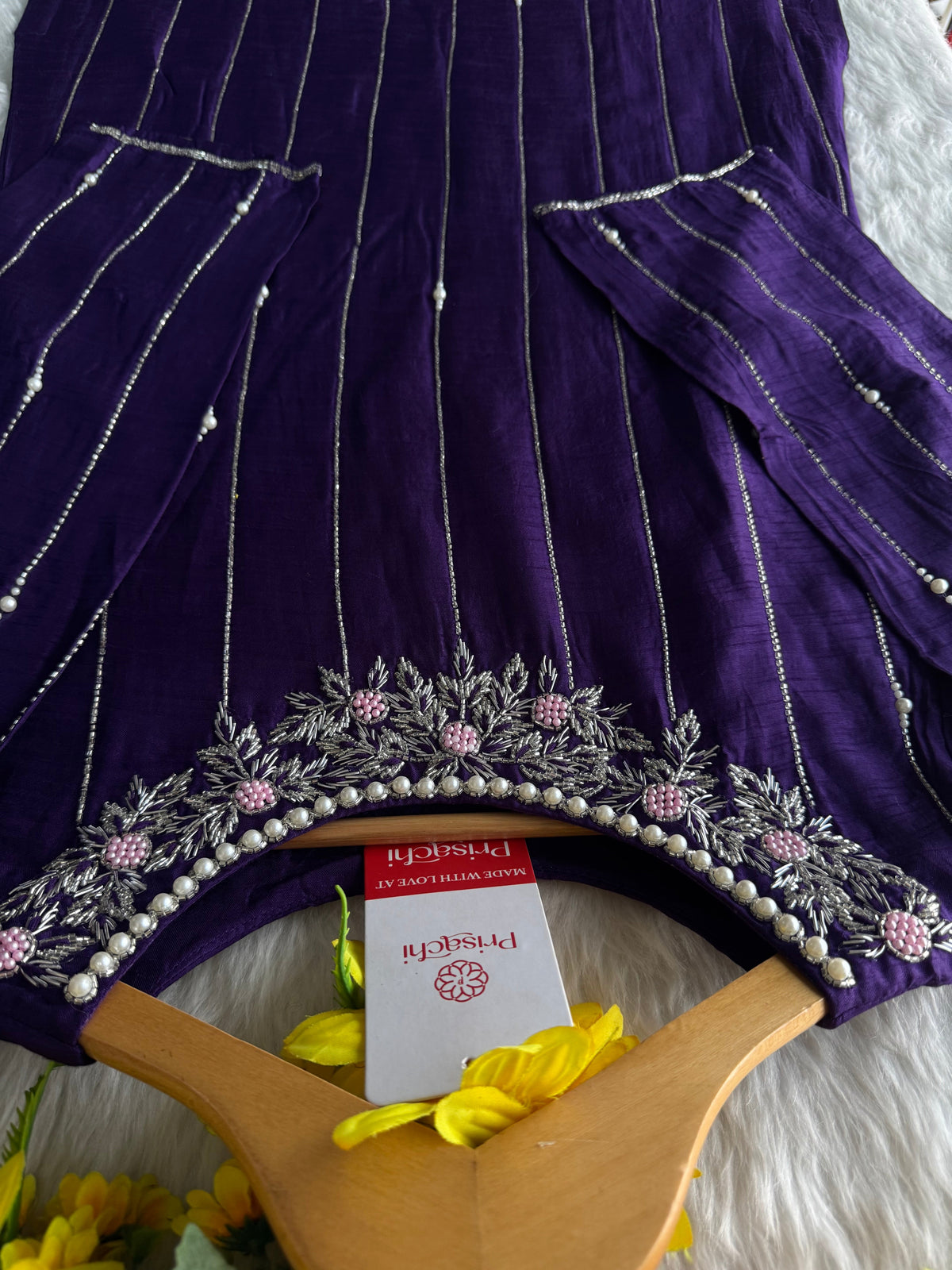 PriSachi Purple Embroidered kurta Pant  with dupatta