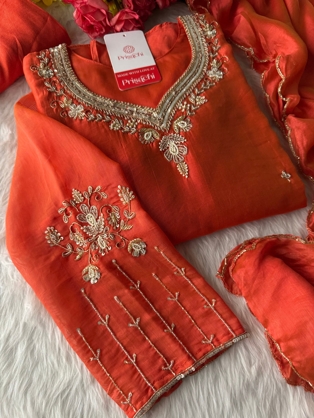 Prisachi A-line Kurta Set with comfy pant and dupatta for Women