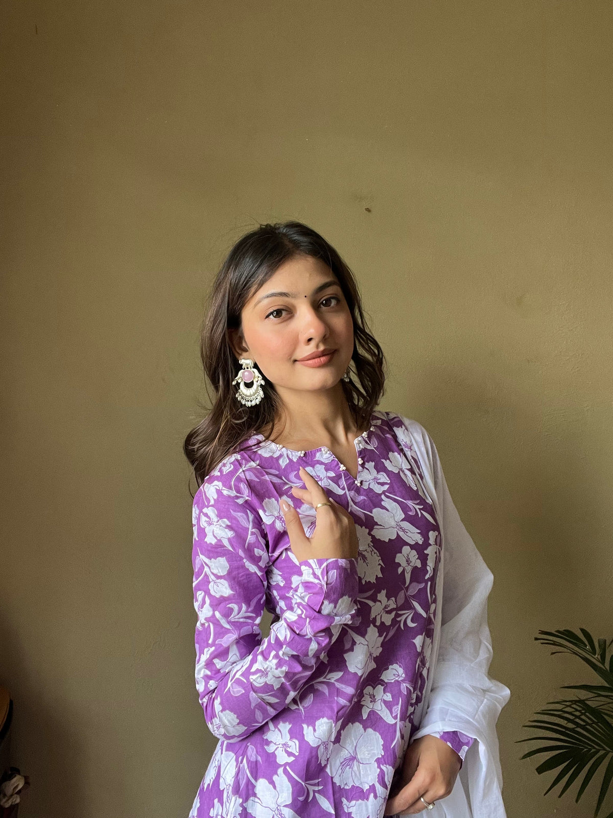 Cotton  A-line Kurti with pockets, comfy pant, and dupatta