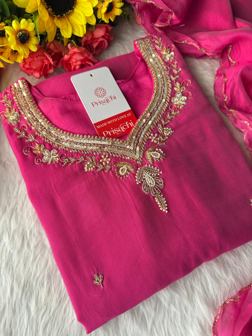 Prisachi A-line Kurta Set with comfy pant and dupatta for Women