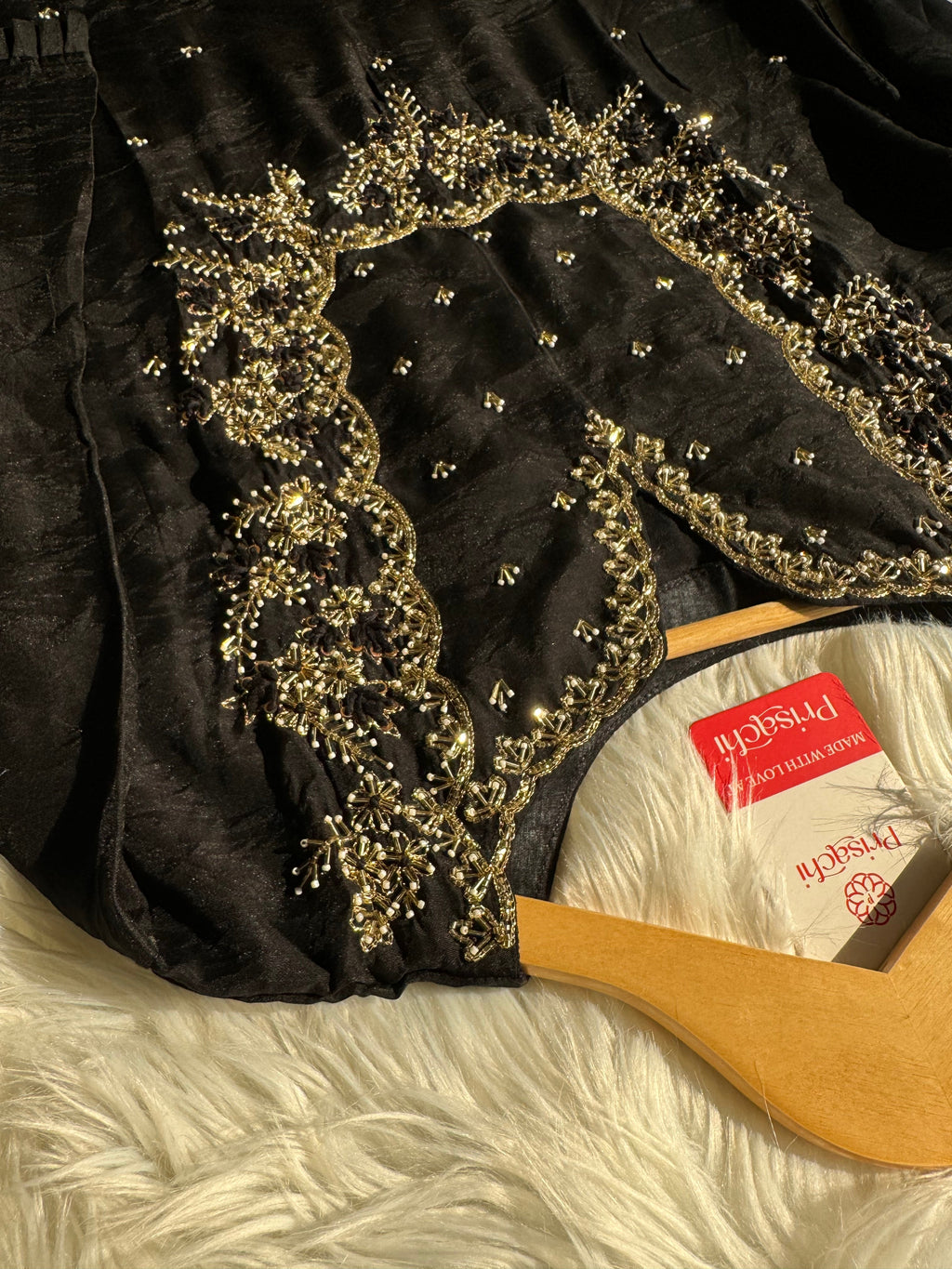 Black Embroidered kurta bottom with dupatta with Zardosi work