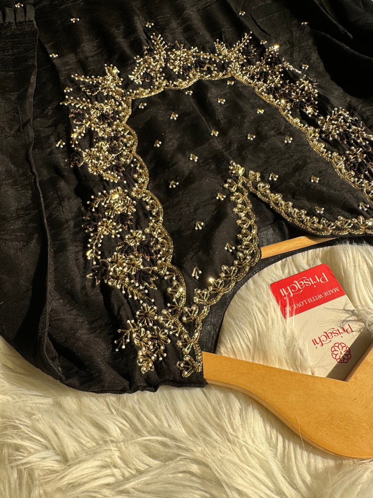 Black Embroidered kurta bottom with dupatta with Zardosi work