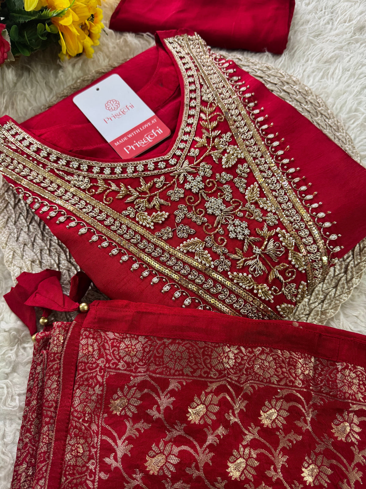 Pink Embroidered kurta Pant  with dupatta