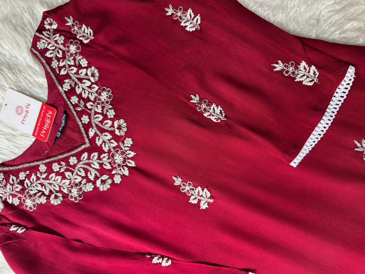 Embroidered kurti sharara set  with dupatta