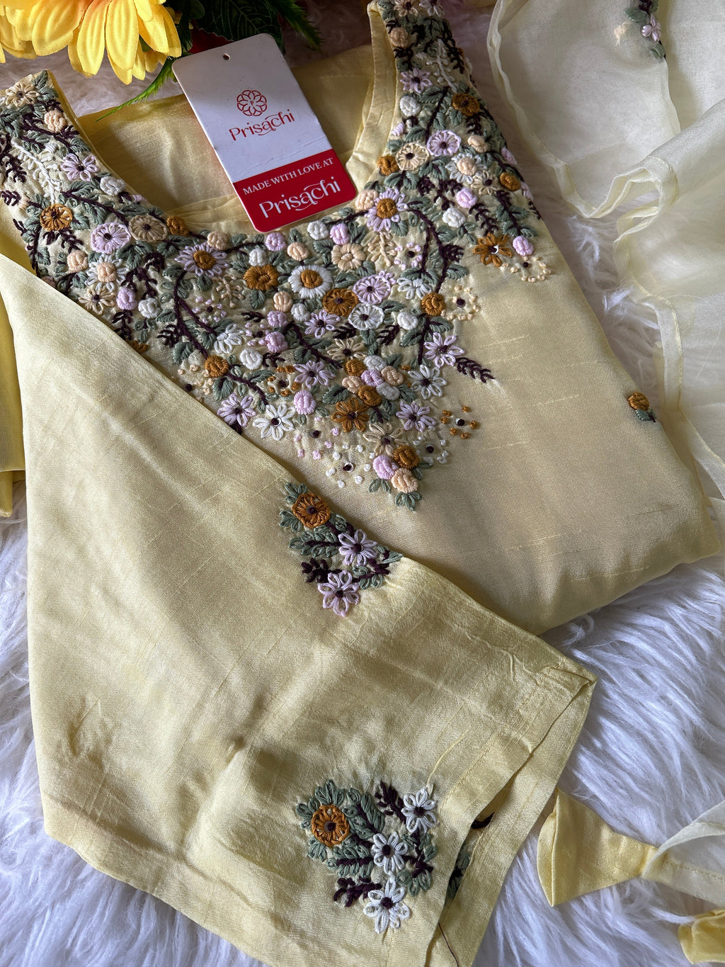 Yellow Designer Kurti bottom with Dupttaa