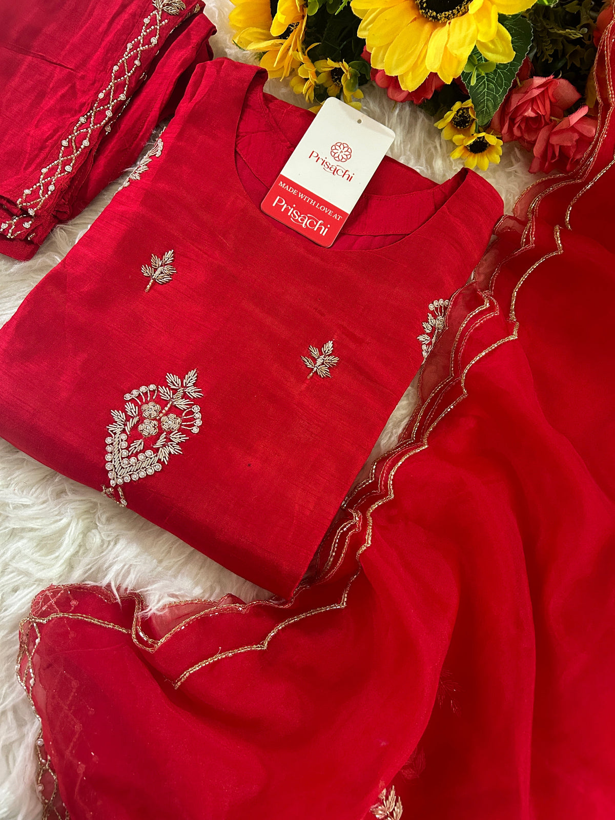Purple Designer Embroidered kurta set with dupatta