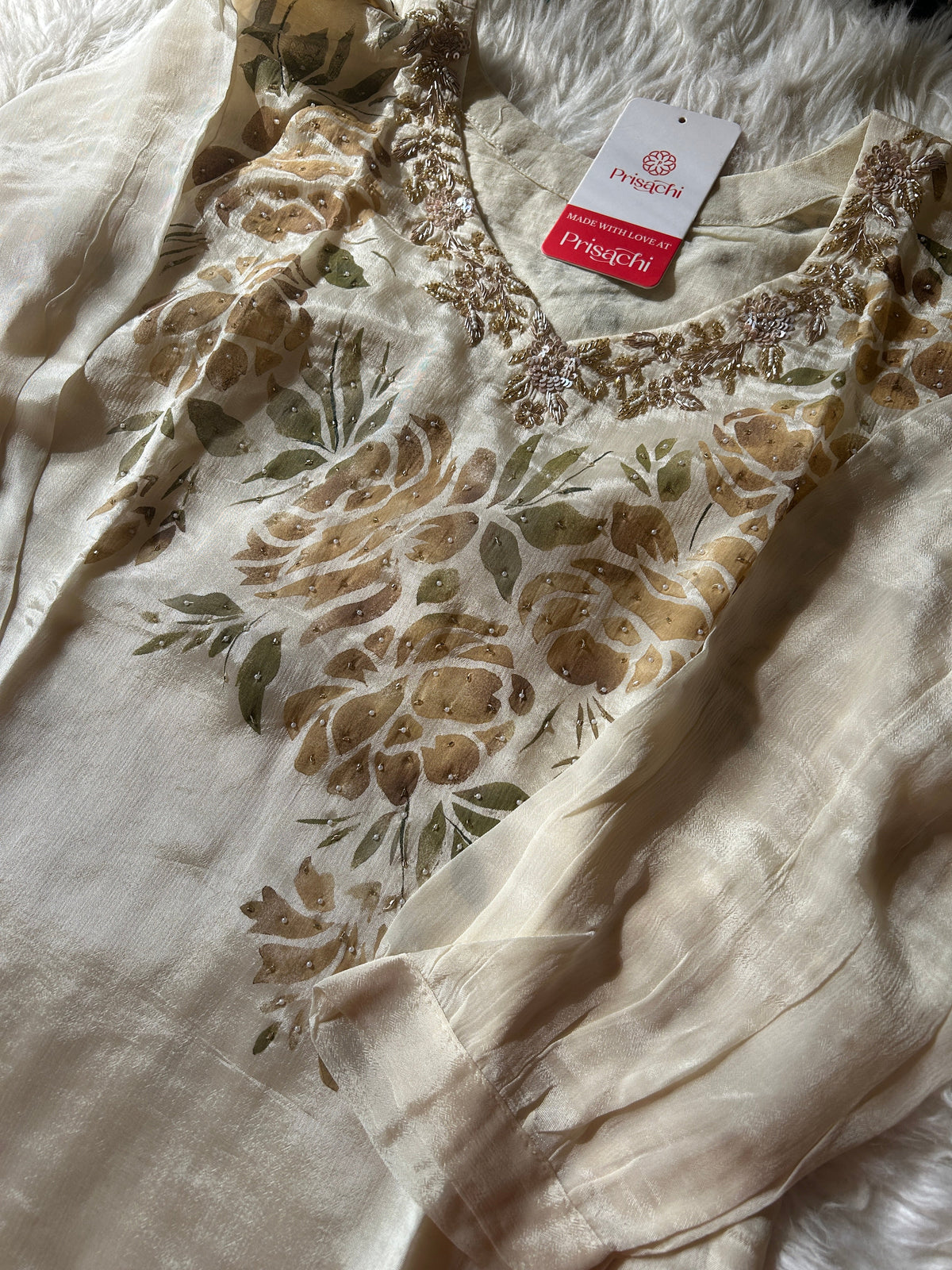 Off-white Straight Kurta Set With dupttaa