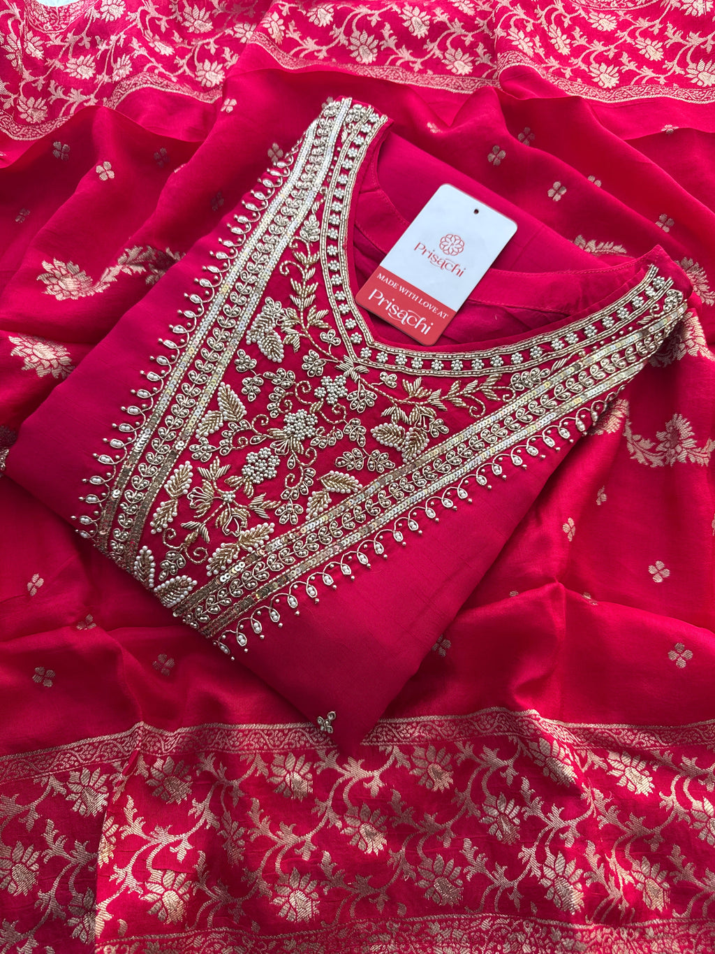 Pink Embroidered kurta Pant  with dupatta