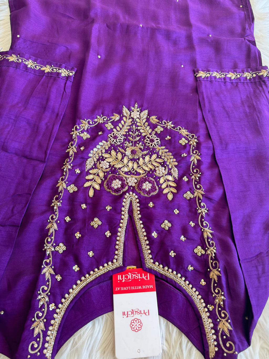 Purple Embroidered Kurta bottom With Dupatta