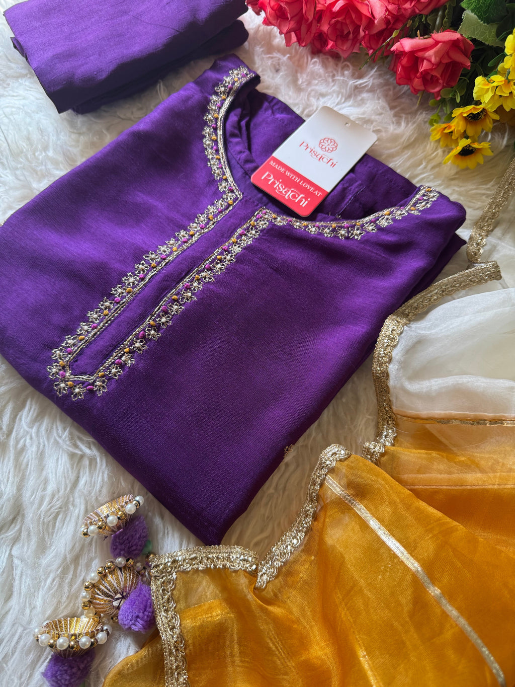 Purple embroidered kurta Pant  without  dupatta