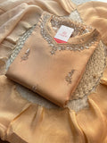 Beige Kurta Set for Women with Pants and Dupatta