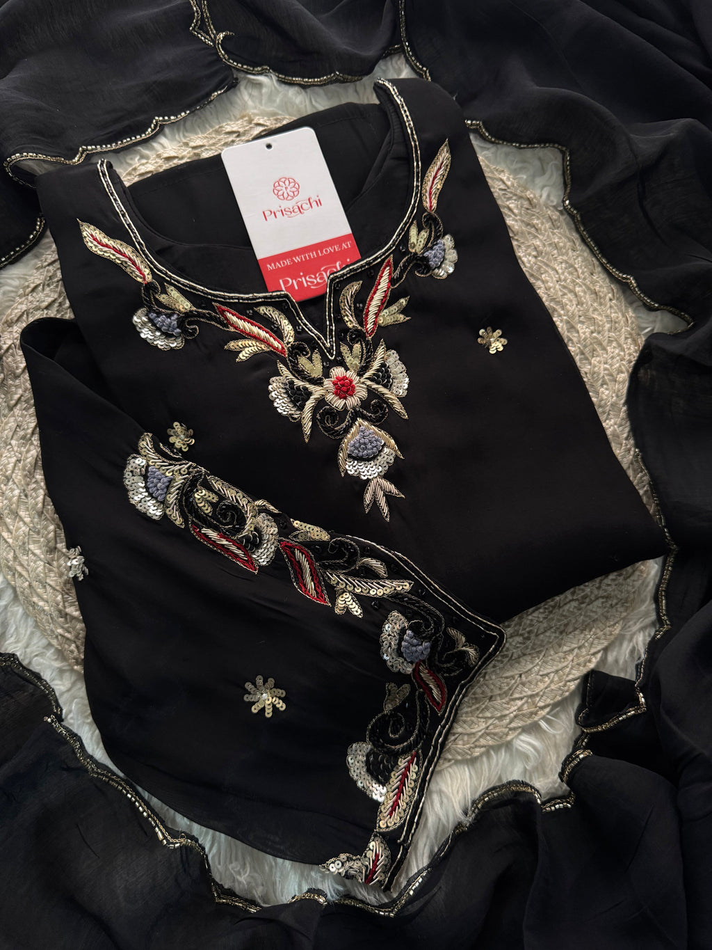 Prisachi Pink Embroidered kurta bottom with dupatta