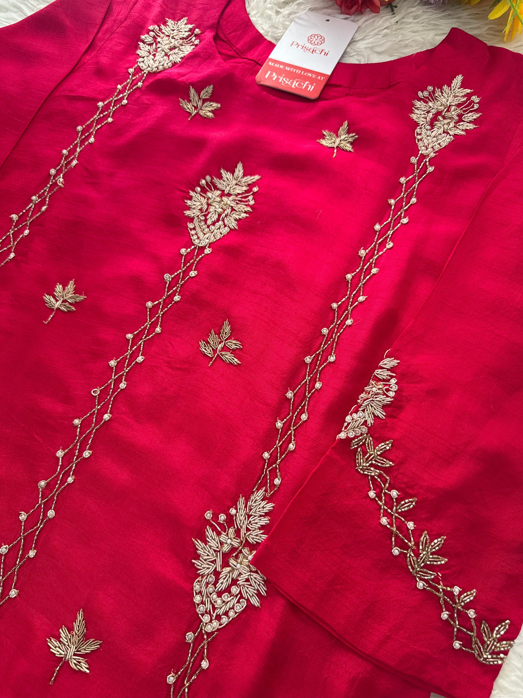Pink Designer Embroidered kurta set with dupatta