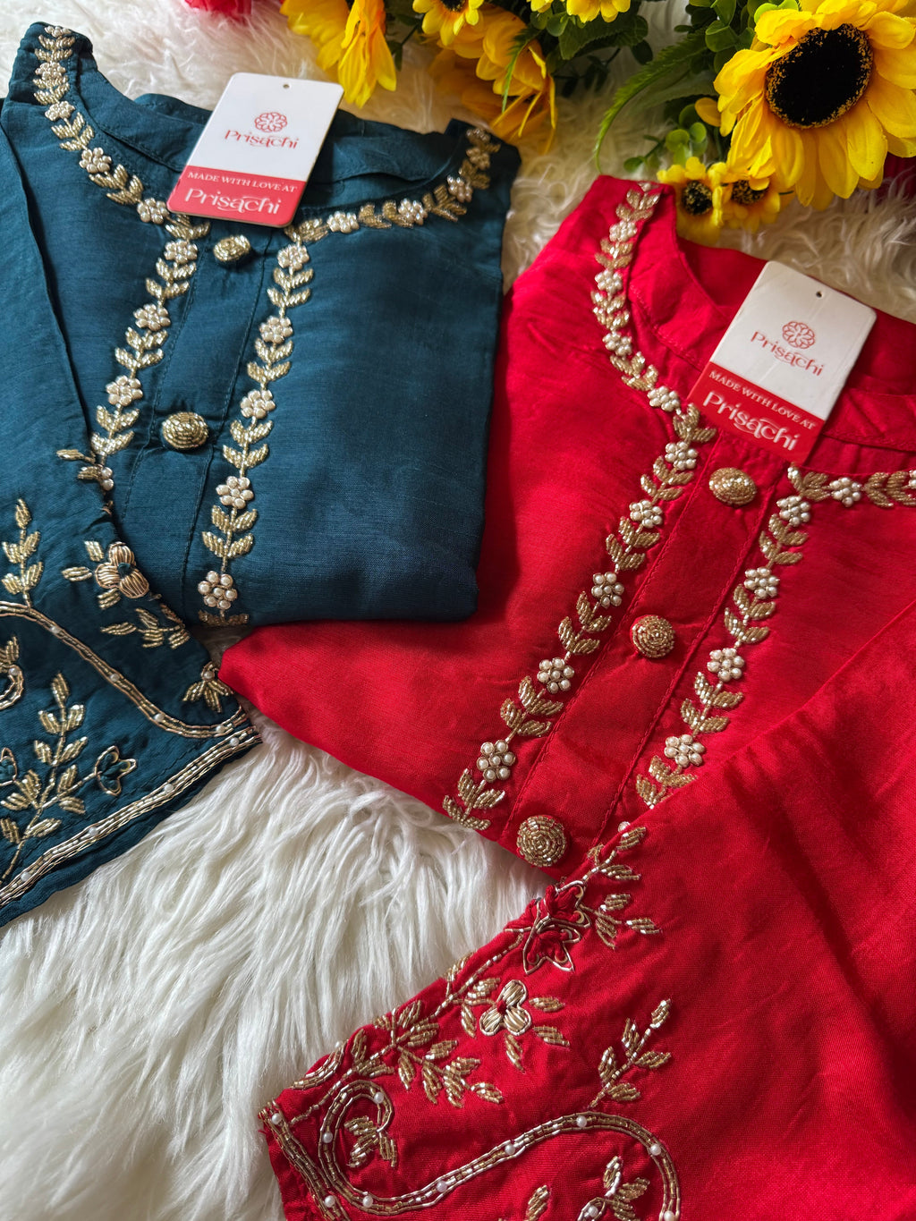 Red embroidered kurta Bottom  with dupatta