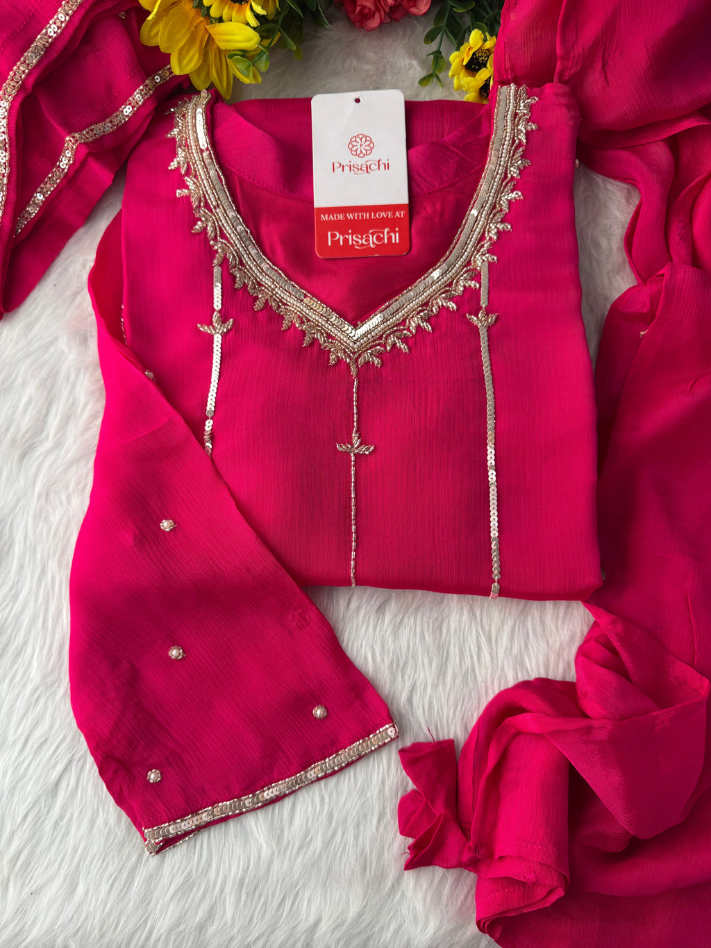 Pink Embroidered Ethnic Kurti Sharara Set with Dupatta