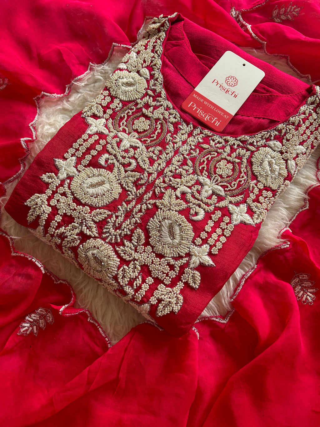 Orange Embroidered Kurta bottom With Dupatta