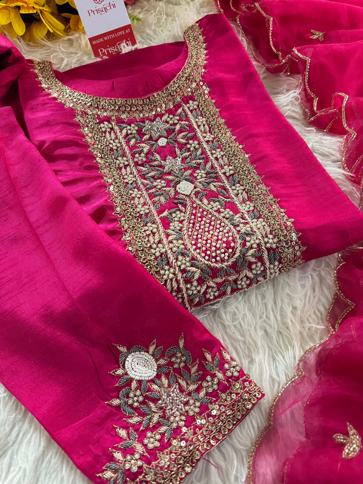 Designer embroidered kurta set with dupatta