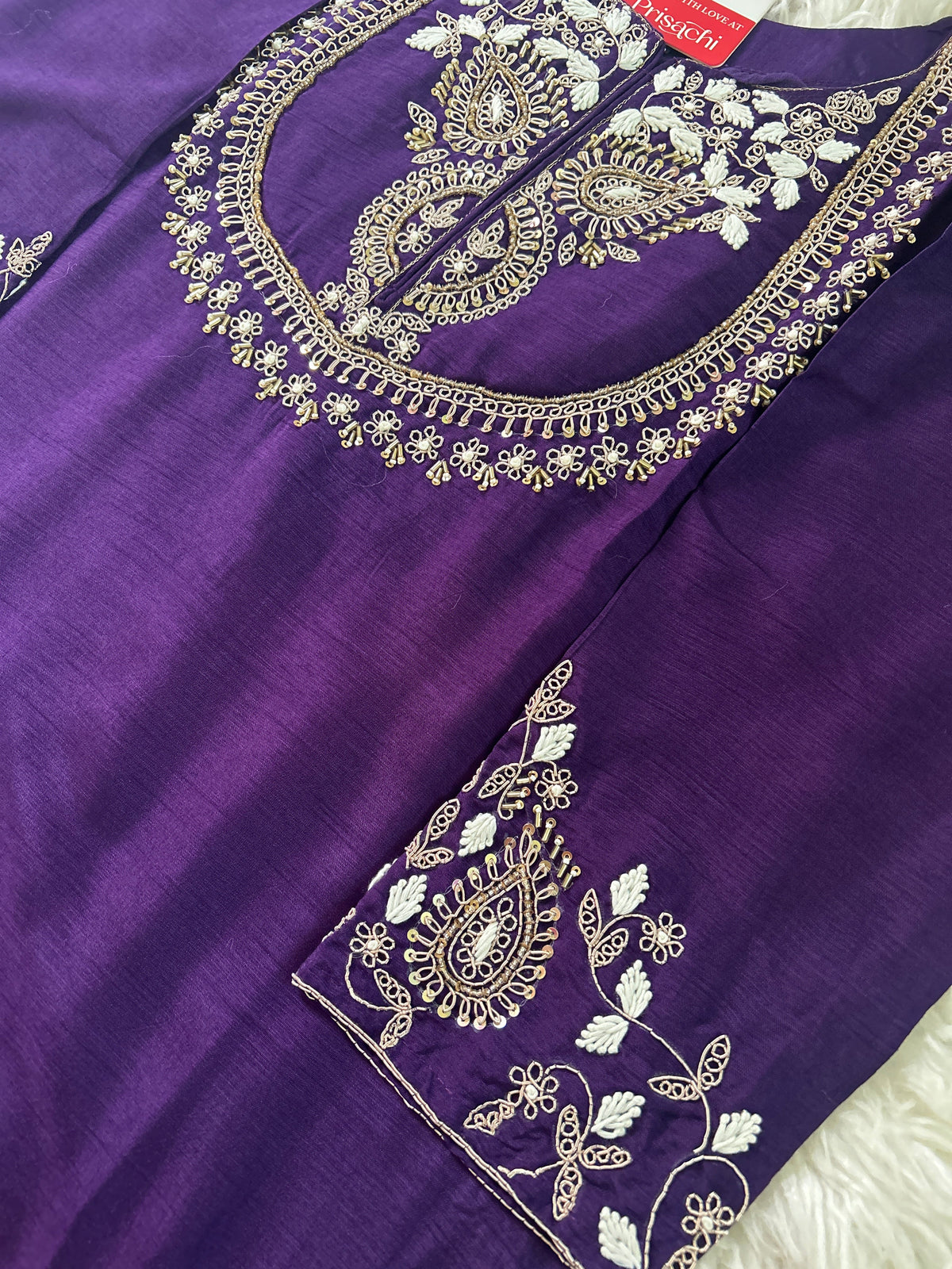 Purple Embroidered Kurta bottom With Dupatta