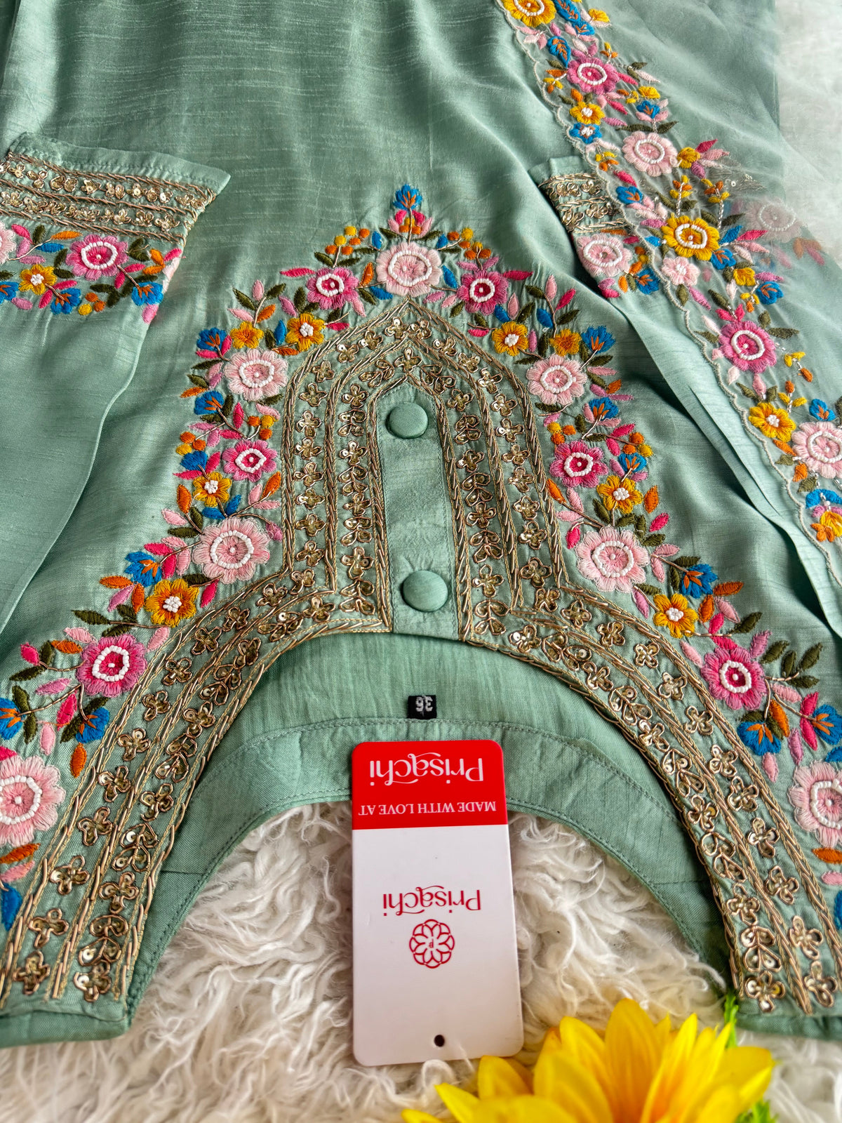 Pista Green Embroidered Kurta bottom With Dupatta