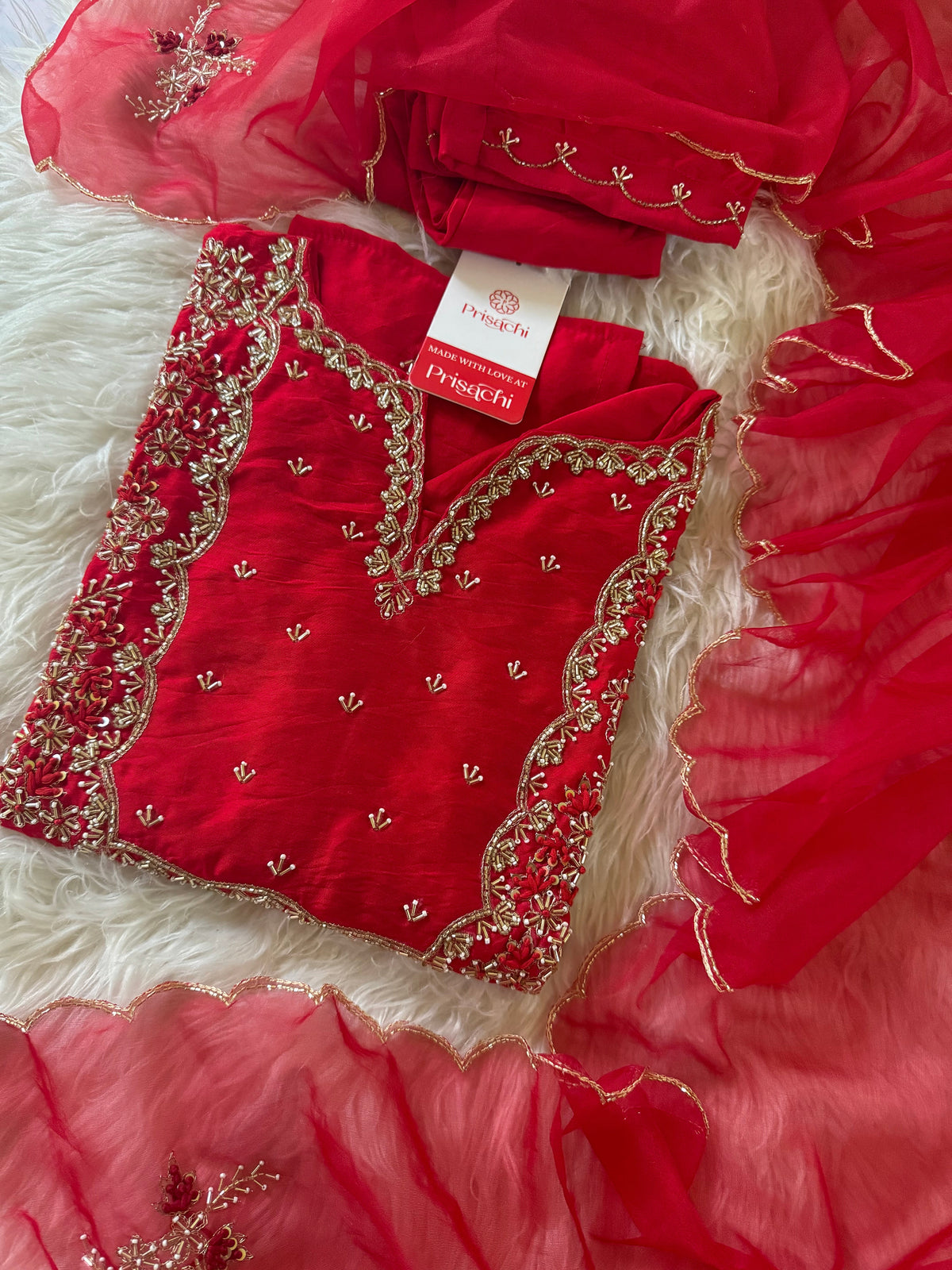 Embroidered kurta Pant  with dupatta with Zardosi work