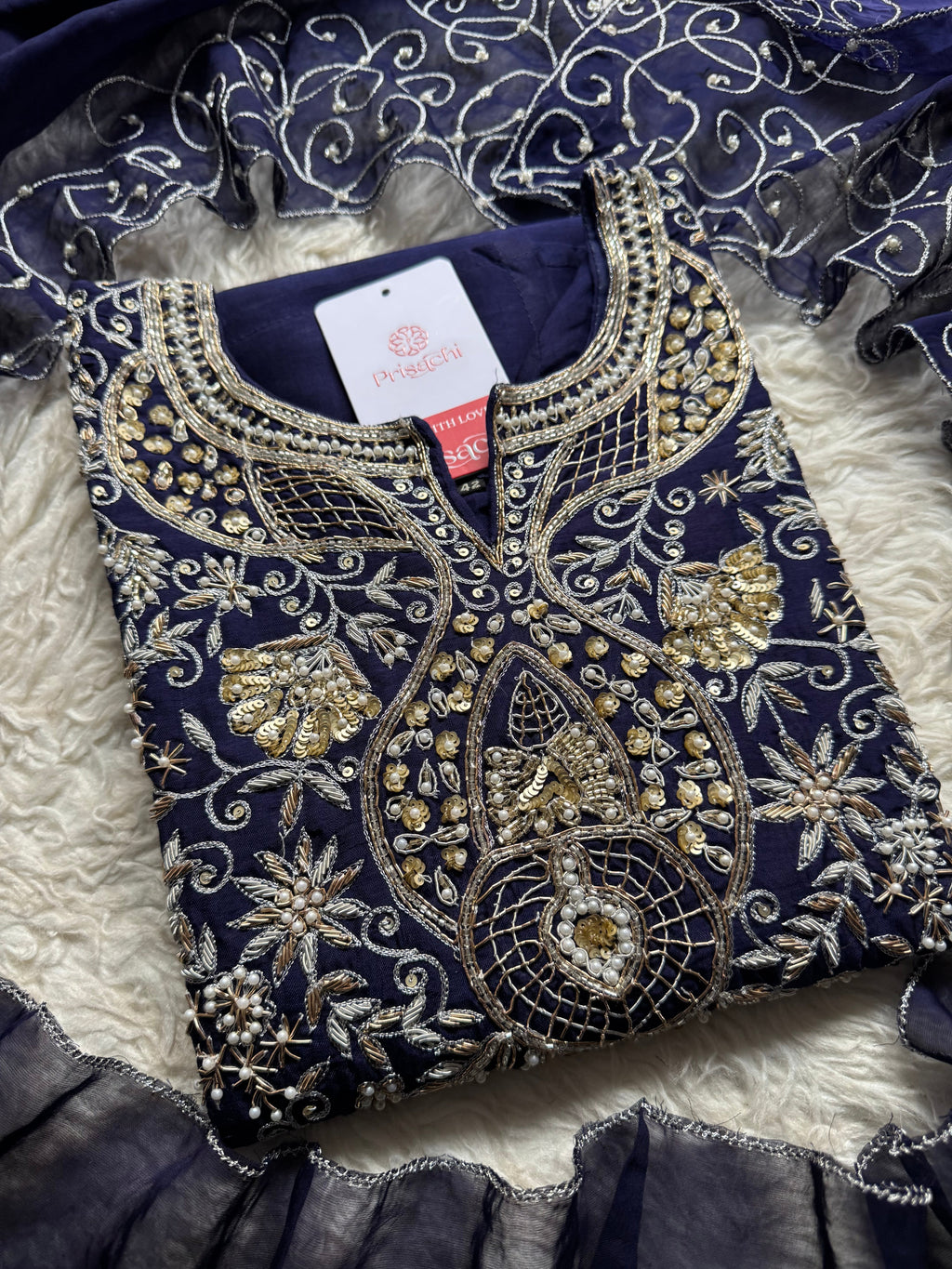 Blue Designer Embroidered kurta Bottom  with dupatta