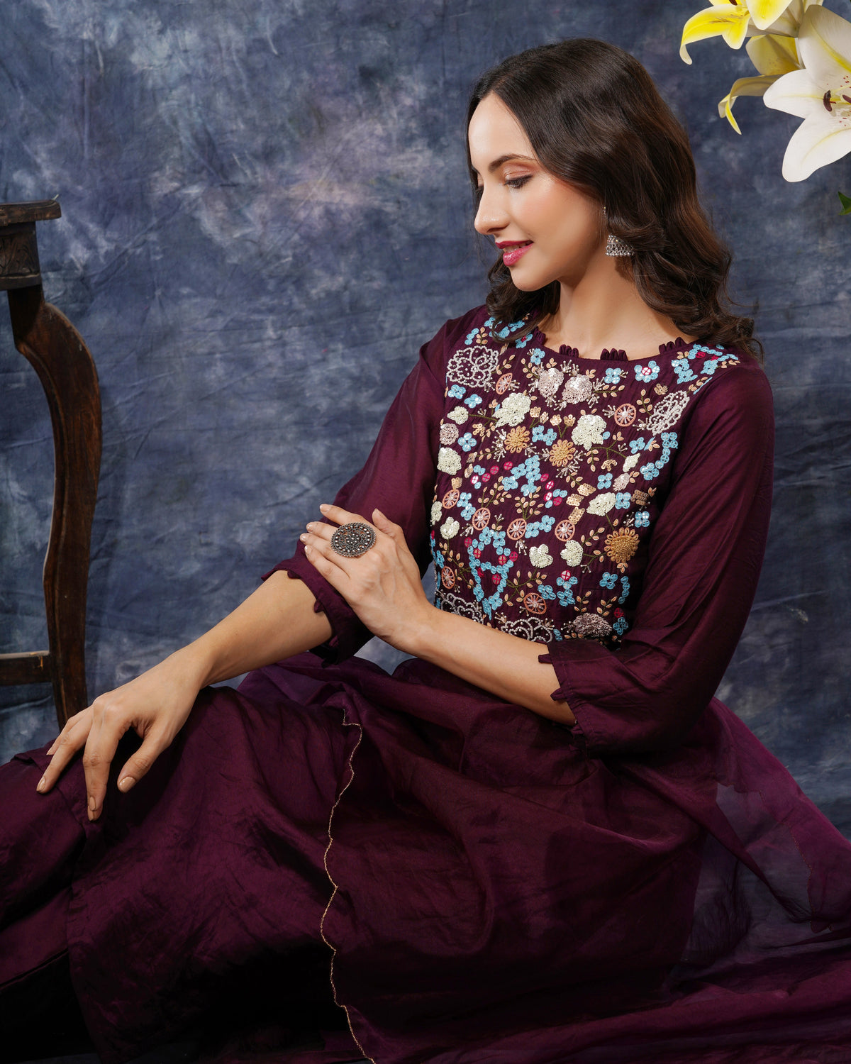 Designer Embroidered kurta Bottom  with dupatta