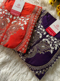 Purple Embroidered Kurta bottom With Dupatta