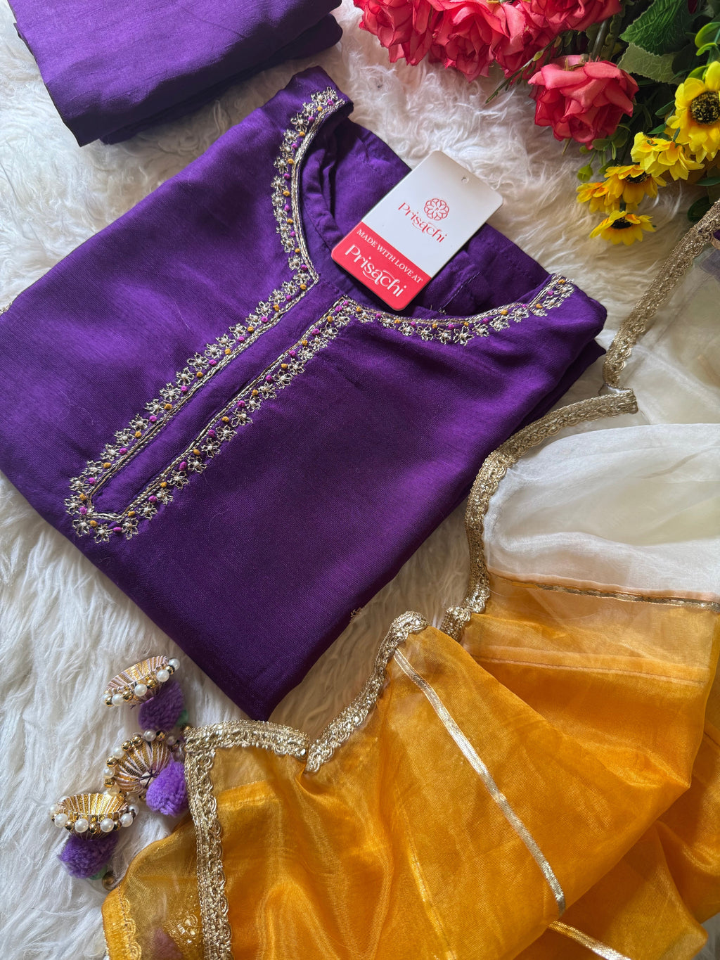 Purple embroidered kurta Pant  without  dupatta