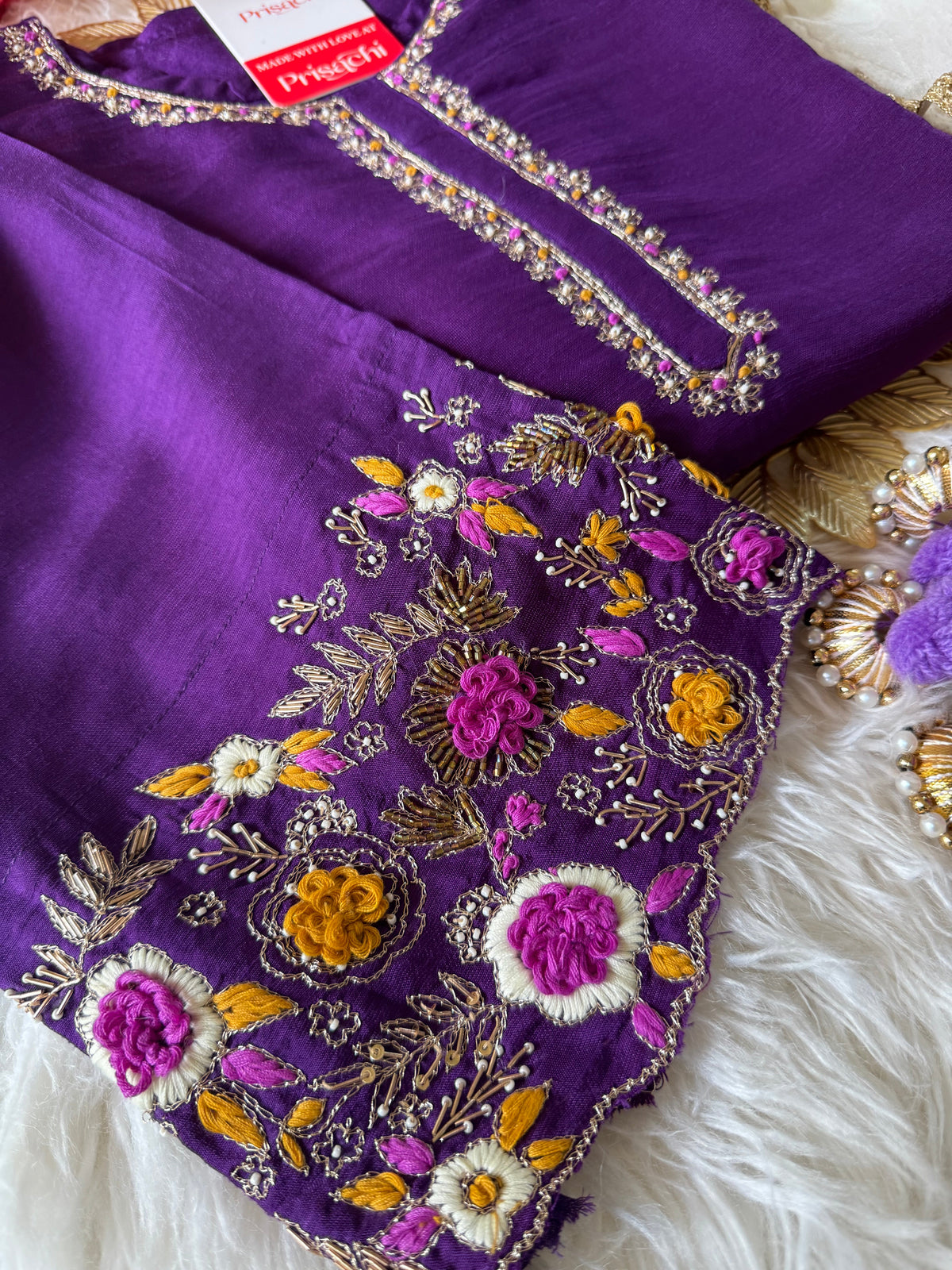 Purple embroidered kurta Pant  without  dupatta