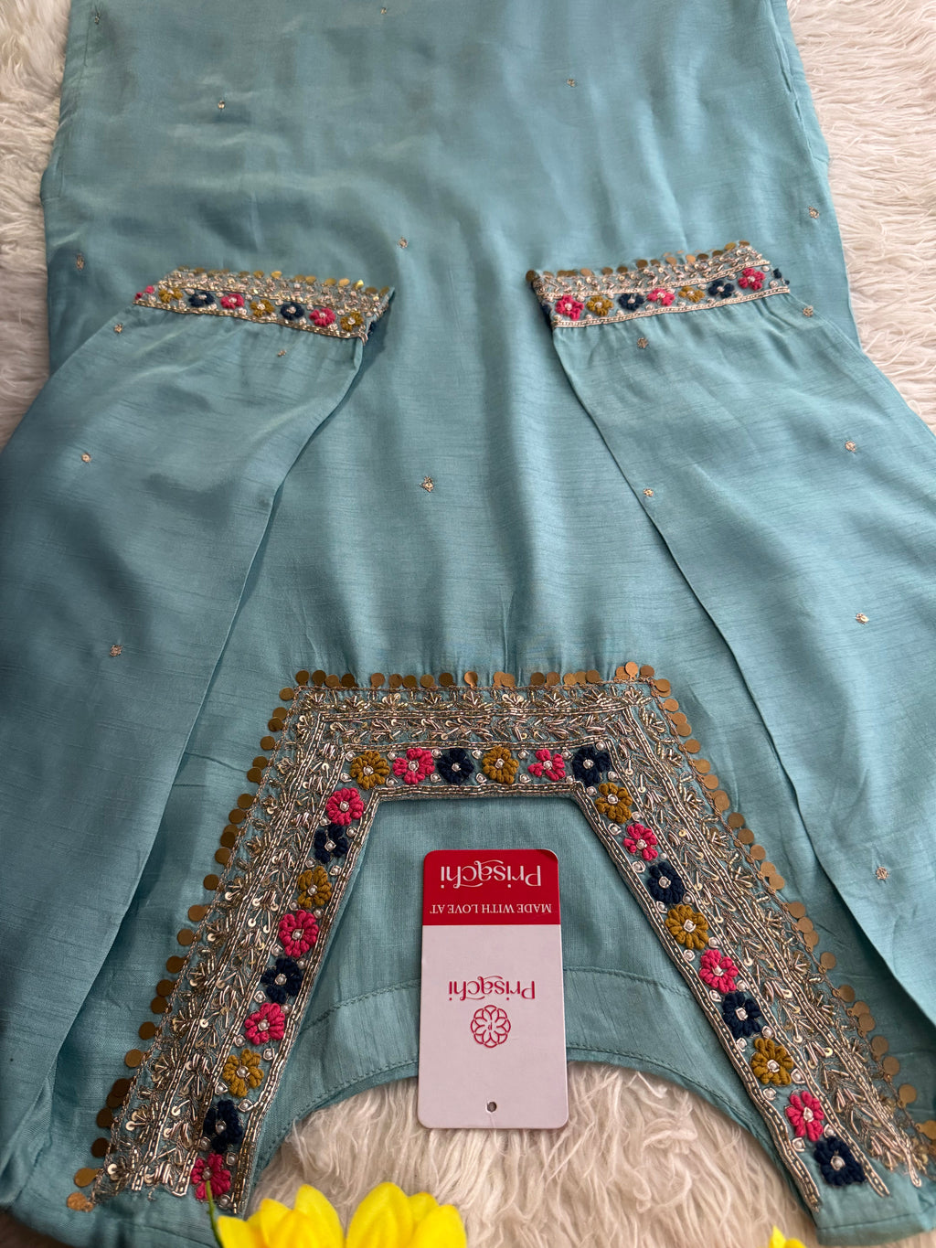 Sky Blue embroidered kurta Bottom with dupatta
