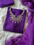 Purple Designer Kurti Bottom with Duptta