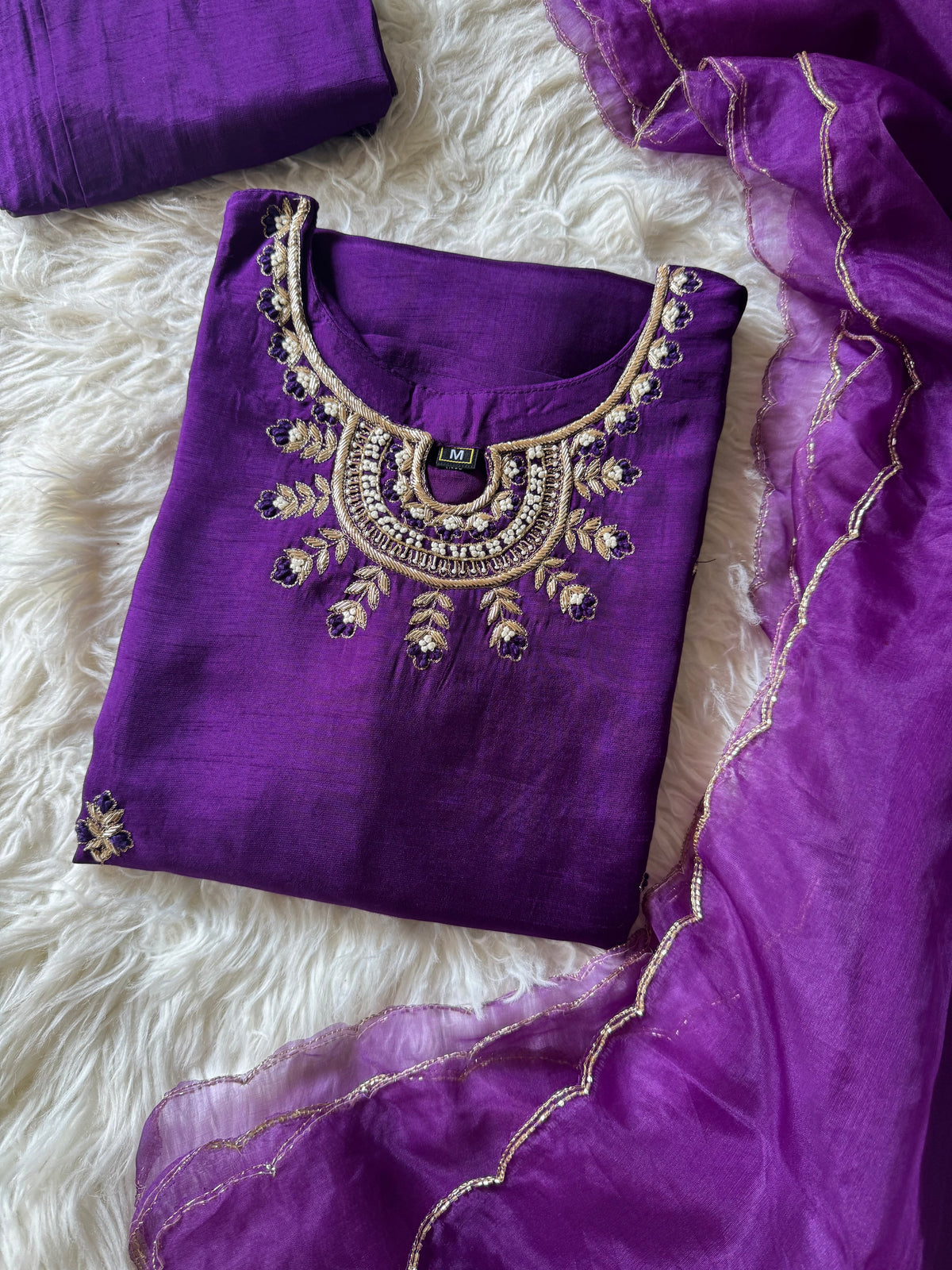 Purple Designer Kurti Bottom with Duptta