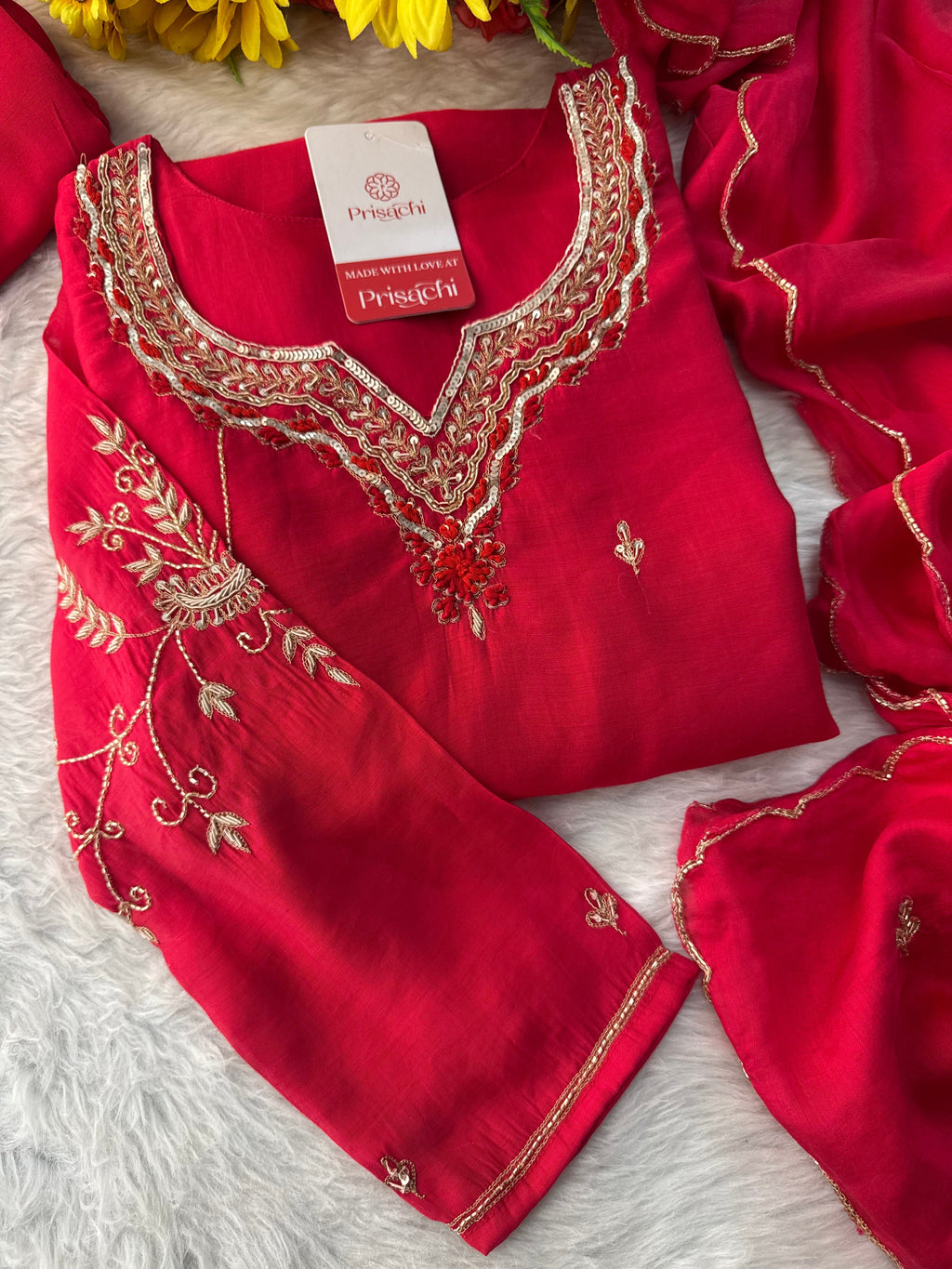 Green  Embroidered Ethnic A-Line kurta set with dupatta and Pants | Traditional Suit Set