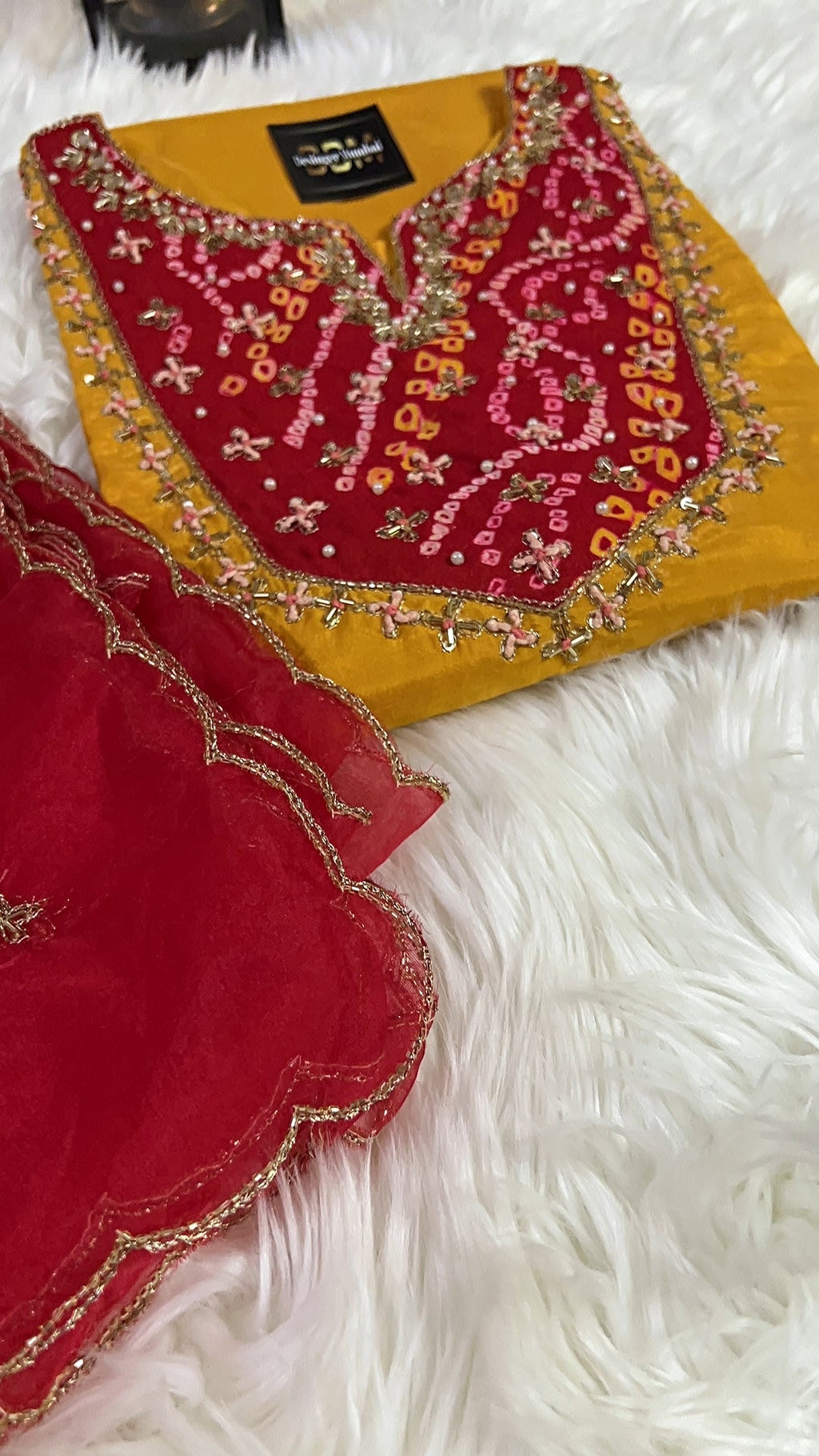 Yellow Embroidered kurta Pant  with dupatta
